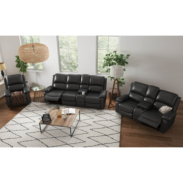 Homall 3-Pieces Reclining Theatre Seat, Living Room PU Leather Recliner Sofa Loveseat Chair Set